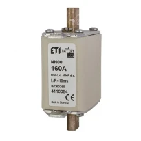 Предохранитель плавкий ножевой NH00 gBat 160A/80V DC 50kA для защиты аккумуляторных батарей 004110084 ETI