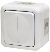 Вимикач 2-клавішний PVE-2 IP44 10А 250V полікарбонат 4481017 ETI