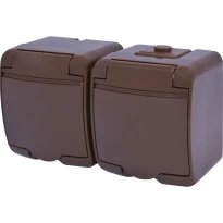 Розетка подвійна із заземленням RHE-2s-KR з непрозорою кришкою 16A IP54 коричнева 004668052 ETI