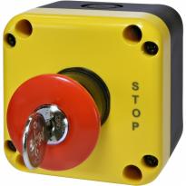 Пост кнопочный ESB1Y-V9 1 кнопка с ключом "STOP" 1NC IP65 желто-черный 004771625 ETI