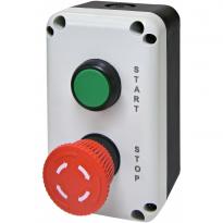 Пост кнопочный ESB2-V5 2 кнопки "START"+грибок "STOP" 1NO+1NC IP65 серо-черный 004771627 ETI