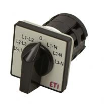Кулачковий перемикач CS 32 66 U вбудований 32A 4 полюси сіро-чорний для вимірювання фазної та лінійної напруги 004773091 ETI