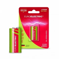 Літієва батарейка CR123A 3V 1500mAh 44,5×10,5 мм -30...+70°C 6 років блістер 1 шт BL-CR123A-EE(1) Euroelectric