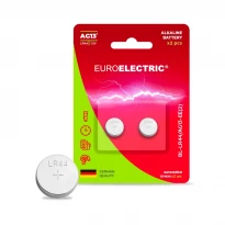 Лужна батарейка LR44/AG13 1,5V 155mAh 11,6x5,4 мм, блістер, 2 шт., BL-LR44/AG13-EE(2) Euroelectric