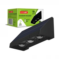 Фасадний LED-світильник з акумулятором та сонячною батареєю 1W 150Lm 3000K 5V IP54, чорний LED-1W/3000K(SL)S EUROLAMP