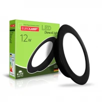 Круглый врезной LED светильник 12W 600Lm 4000K 175-265V Ra80 120° IP20 черный LED-DLR-12/4(new)(black) EUROLAMP