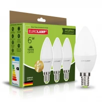 Промо-набор LED лампы «Свечка» 6W E14 3000K 580Lm 175-265V A+ 240° 2+1 MLP-LED-CL-06143(3) Eurolamp