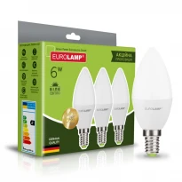 Промо-набор LED ламп «Свечка» 6W E14 580Lm 4000K 175-265V A+ 2+1 MLP-LED-CL-06144(3) EUROLAMP