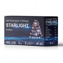 Гирлянда уличная STARLIGHT линейная белый Flash 100LED IP44 прозрачный 5м Евросвет