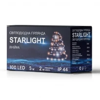 Гірлянда вулична STARLIGHT лінійна синій 100LED IP44 чорний 5м Євросвітло