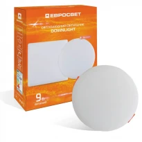 Светильник точечный врезной 9W круг LED-R-100-9 6400K IP20 без рамки 000057945 Евросвет
