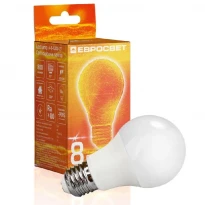 Экономичная LED-лампа 8W 4200K A-8-4200-27 Е27 A60 000058285 ЕВРОСВЕТ