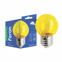 Светодиодная лампа декоративная LB-37 G45 1W E27 желтая прозрачная 01896 Feron