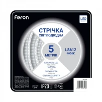 Світлодіодна стрічка SANAN LS612 120SMD/м 9,6W/м 12V IP20 4000K (5м) 41448 Feron