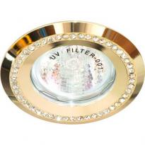 Точечный врезной светильник DL103-C MR16 GU5.3 50W круг прозрачный золото Feron