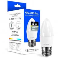 Светодиодная лампа 1-GBL-231 C37 E27 6W 3000K 220V Global