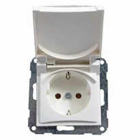 Розетка 2К+З с крышкой 16А белая 22001302 Hager Fiorena