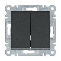 Механизм выключателя 2-клавишный Lumina черный 10A/230V WL0043 Hager