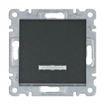 Механизм выключателя 1-клавишный с подсветкой 1-полюсный Lumina черный 10A/230V WL0213 Hager