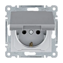 Механизм розетки с заземлением с крышкой Lumina серебряная 16А/230V WL1152 Hager