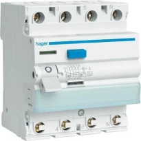 УЗО 25A 30mA 6kA тип A 4 полюса QuickConnect CDS425D Hager