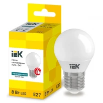 Cветодиодная лампа ALFA G45 шар 8W 230V 4000К E27 LLA-G45-8-230-40-E27 IEK