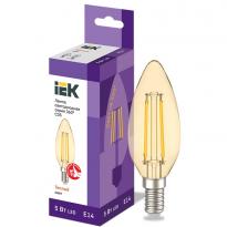 Лампа светодиодная C35 свеча золото 5W 230V 2700К E14 серия 360° LLF-C35-5-230-30-E14-CLG IEK