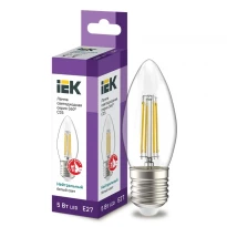 Cветодиодная лампа C35 свеча прозрачная 5W 230V 4000К E27 серия 360° LLF-C35-5-230-40-E27-CL IEK