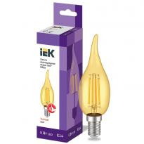 Світлодіодна лампа CВ35 свічка на вітрі золото 5W 230V 2700К E14 серія 360° LLF-CB35-5-230-30-E14-CLG IEK