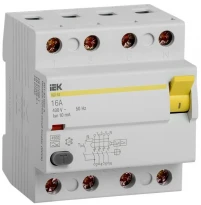УЗО ВД1-63 16А 10мА 4,5кА тип A 4 полюса MDV11-4-016-010 IEK