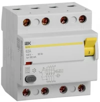УЗО ВД1-63 63А 100мА 4,5кА тип A 4 полюса MDV11-4-063-100 IEK