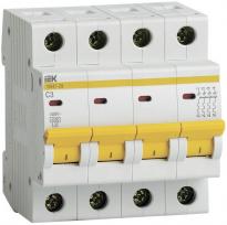 Автоматичний вимикач ВА47-29 3A 4,5kA 4 полюси тип C MVA20-4-003-C IEK