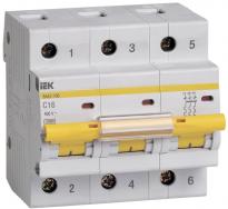 Автоматический выключатель ВА47-100 16A 10kA 3 полюса тип C MVA40-3-016-C IEK
