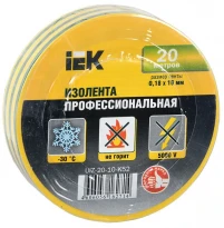 ПВХ изолента 0,18х19мм желто-зеленая 20 метров UIZ-20-10-K52 IEK