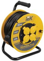 Удлинитель на катушке УК50 Industrial plus желтый 50м 4 гнезда с заземлением IP44 3300W WKP15-16-04-50-44 IEK