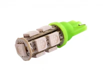 Світлодіодна автомобільна лампа T10-5050-9SMD, зелена, 12V, 9 діодів 5050, LEDUA
