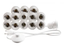 Врізна підсвітка для гримерного дзеркала 220V, 14 патронів E27, з ножним вимикачем, біла, IP20, 1,5 м, LEDUA