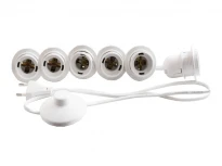 Врізна підсвітка для гримерного дзеркала 220V 6 цоколів E27 ножний вимикач біла IP20 пластик 1.5м LEDUA