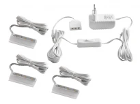 Підсвітка для скляних полиць комплект (3 шт.) пластикові кліпси 60 мм 110-240V білий 6500K білий провід ручний вимикач LEDUA