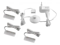 Підсвітка для скляних полиць, пластикові кліпси (3 шт.), 220 В, 6 см, синє світіння, білий провід, IP20, прозорий корпус, 3-9,6 мм, LEDUA