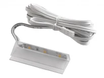Кліпса світлодіодна для підсвітки скляних полиць 60 мм 12V DC 0.72W теплий білий 3500K прозорий пластик 2 м провід IP20 LEDUA