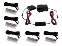 Комплект світлодіодних кліпс для підсвічування скляних полиць з пластиковим ручним вимикачем, 5 шт, 220V, 60 мм, синій прозорий LEDUA