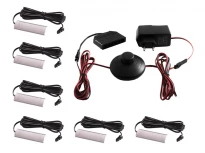 Комплект накладних світильників (6 шт.) 220V, білий, 6000K, ножний вимикач сірого кольору, алюмінієвий провід чорного кольору, IP20, LEDUA