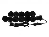 Врізна підсвітка для гримерного дзеркала 12×E27 220V ручний вимикач чорна IP20 кабель 1,5 м пластик LEDUA