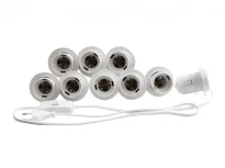 Врізна підсвітка для гримувального дзеркала 9xE27 220V біла з ручним вимикачем, кабель 1,5 м, IP20, пластик LEDUA