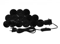 Врізна підсвітка гримувального дзеркала 220V E27 (15 шт) чорний пластик кабель 1,5 м IP20 ручний вимикач LEDUA