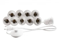 Врізна світлодіодна підсвітка для гримерного дзеркала, 220 В, 10 цоколів E14, з ножним вимикачем, біла LEDUA