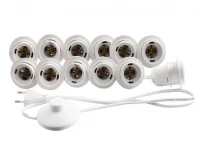 Врізна підсвітка для гримерного дзеркала 220V 12xE14 LED з ножним вимикачем, біла, IP20, кабель 1,5 м, пластик, LEDUA