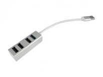 USB-хаб 4-1041 4 порти 1xUSB-A3.0 3xUSB-A2.0 5Gbps 480Mbps живлення 5V MicroUSB кабель 0,12 м сіро-білий LEDUA