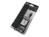 USB-хаб 4-1060/4-1072, 7xUSB-A2.0 480Mbps, вимикачі на кожному порту, синя підсвітка, живлення 5V, активний, підтримка до 500 ГБ, чорний, LEDUA